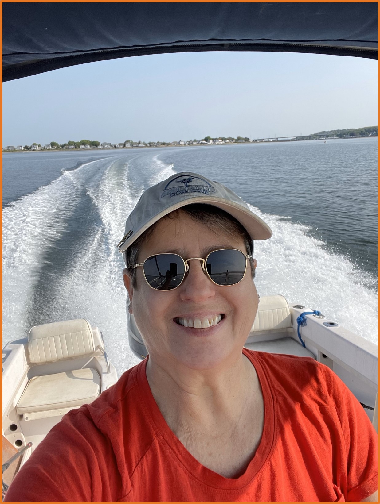 Carmen Grinkis on a boat